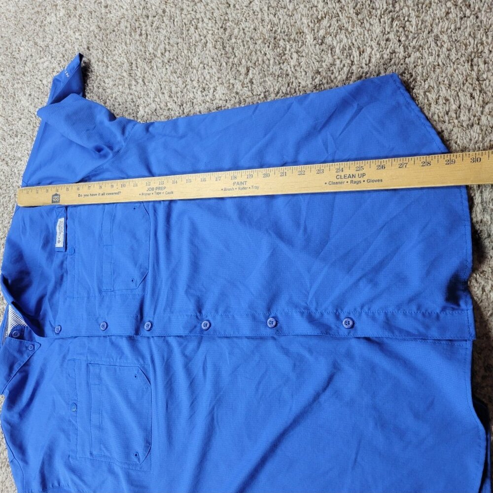 Columbia Tamiami Shirt Mens 2XL Blue PFG Omni-Shade Fishing Button Front - Picture 4 of 6